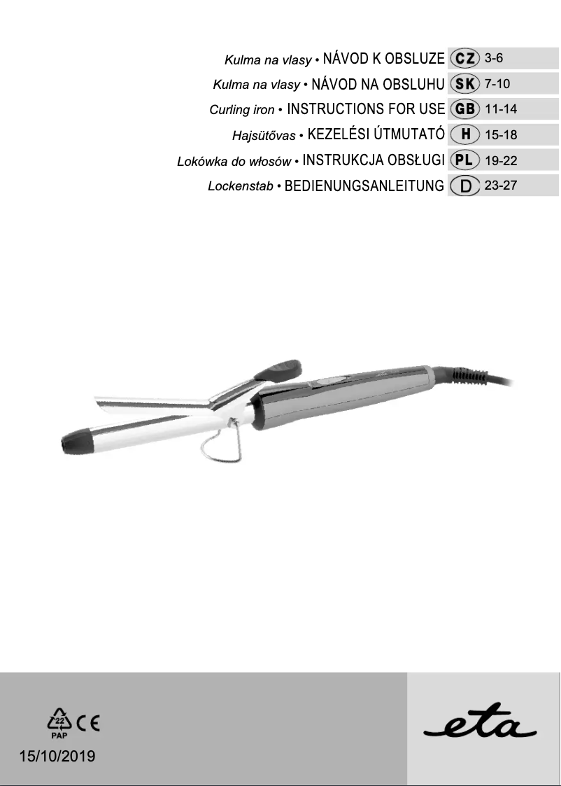 Página nº 1 - Manual de usuario Eta Rosalia 4327 90000