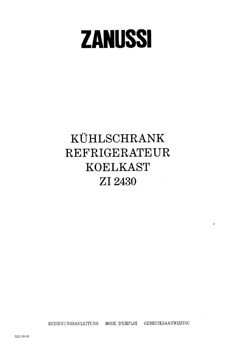 Imagen de la primera página del manual del dispositivo ZI 2430