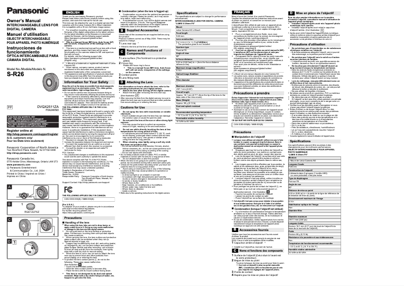 Página 1 del manual Manual de usuario Panasonic S-R26