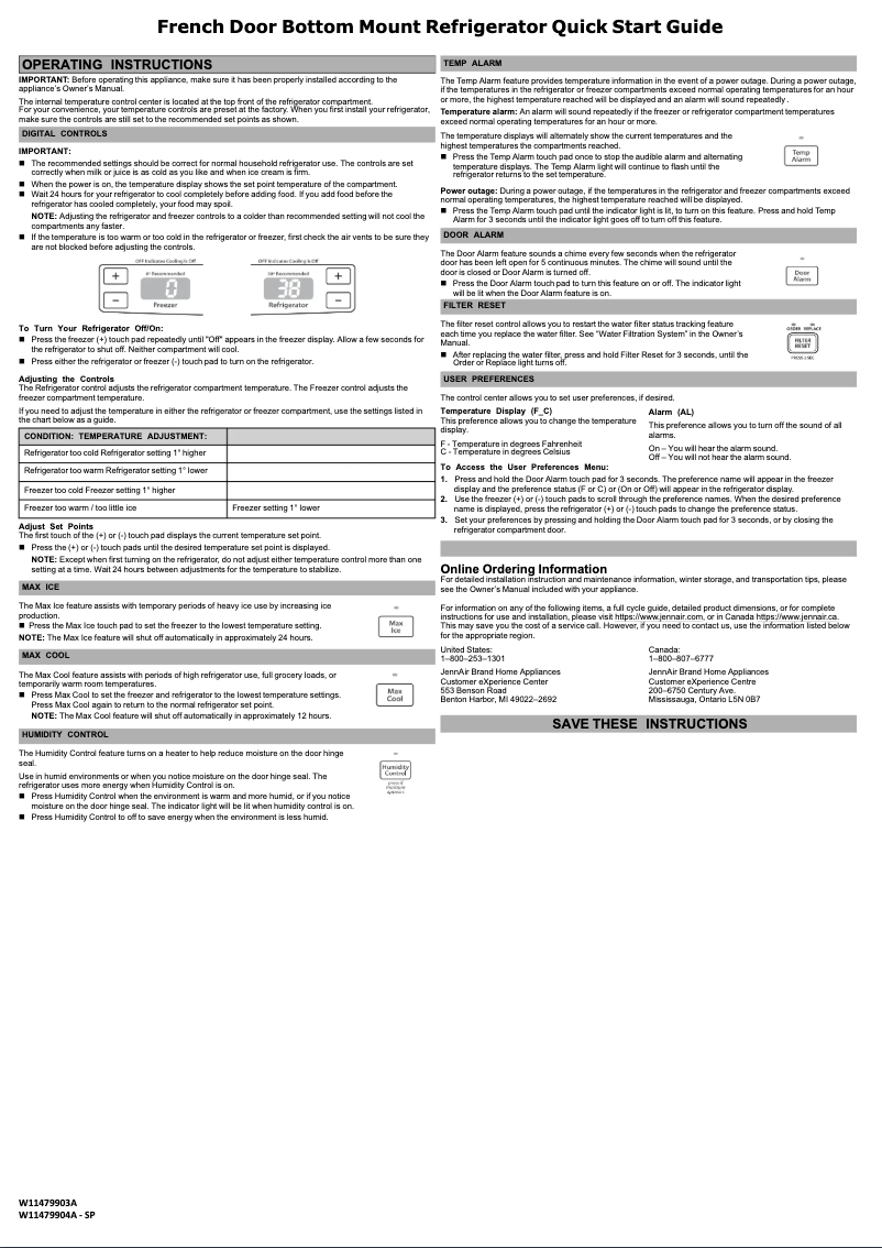 Página 1 del manual Guía de inicio rápido JennAir JFC2089BEM