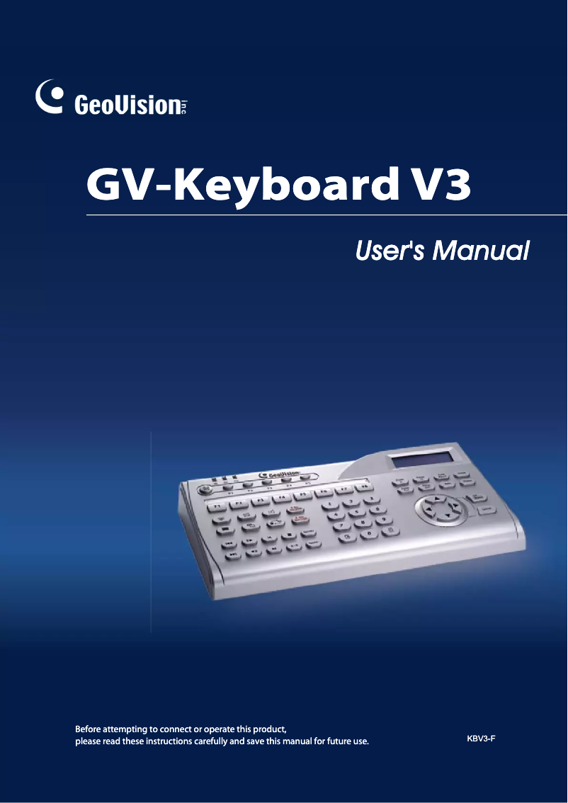 Imagen de la primera página del manual del dispositivo GV-Keyboard V3