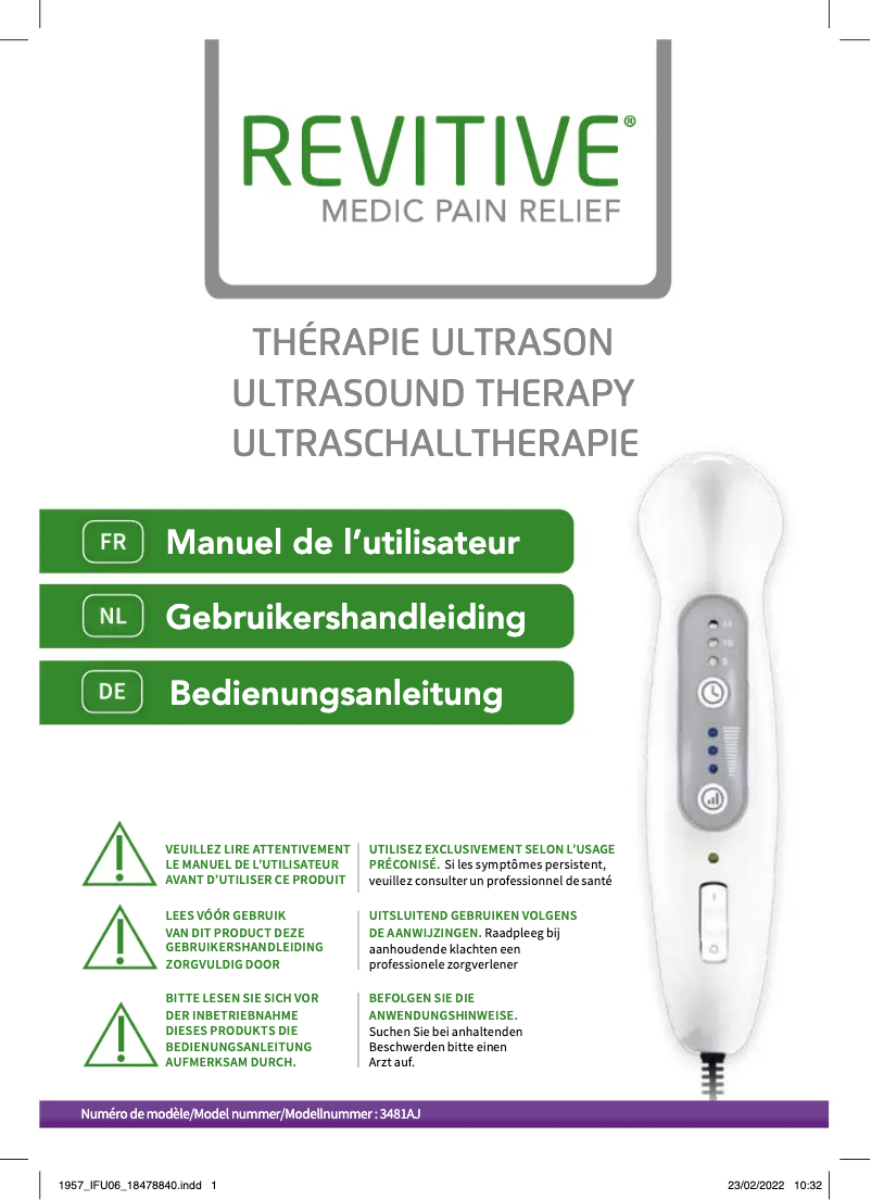 Página 1 del manual Manual de usuario Revitive Ultrasound Therapy