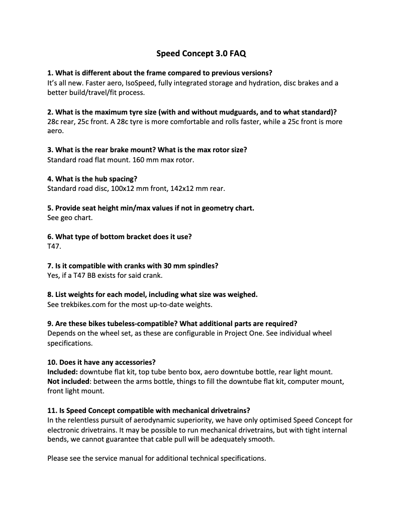 Página 1 del manual Preguntas frecuentes Trek Speed Concept TT