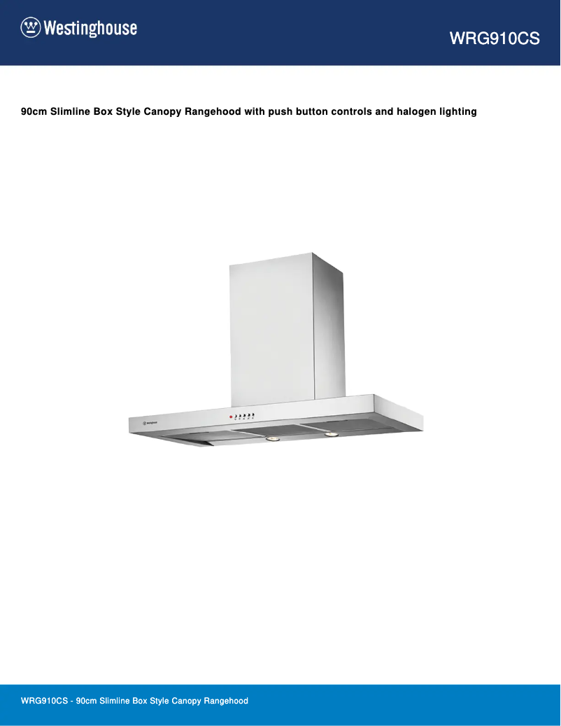 Página 1 del manual Ficha técnica Westinghouse WRG910CS