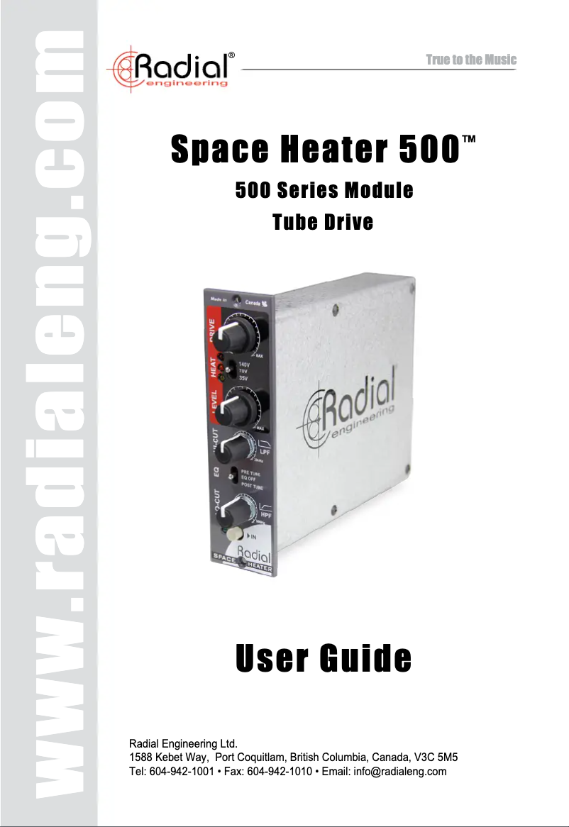 Página 1 del manual Manual de usuario Radial Engineering Space Heater 500