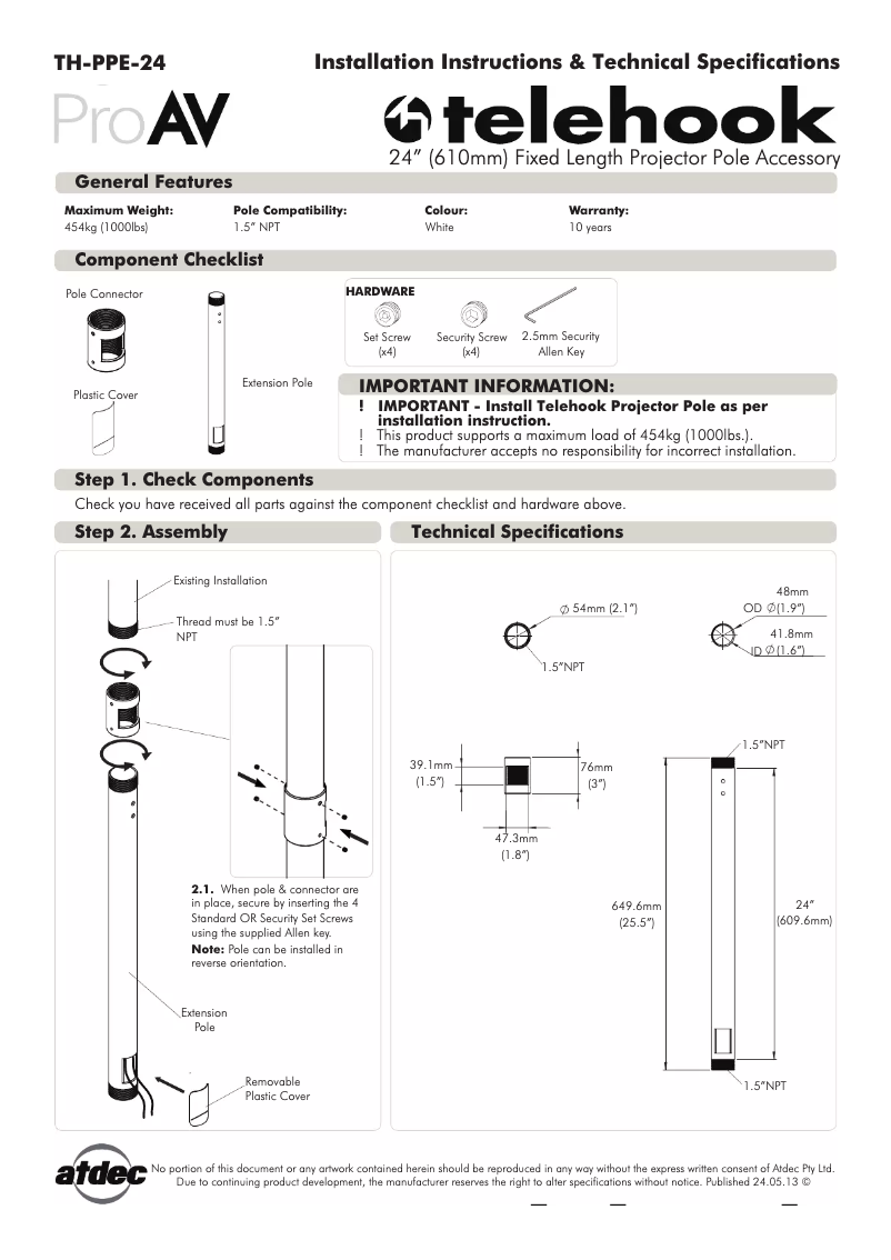 Imagen de la primera página del manual del dispositivo TH-PPE-24