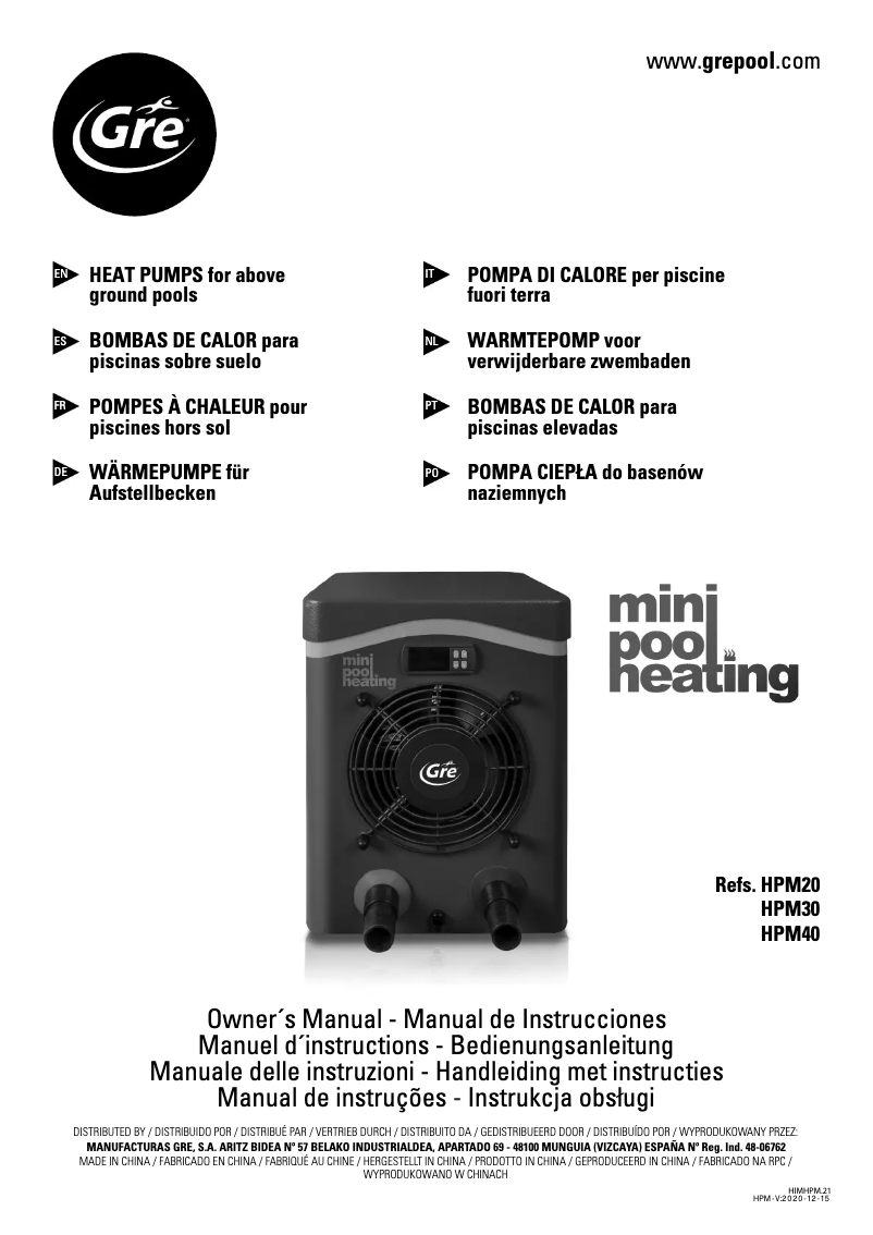 Imagen de la primera página del manual del dispositivo HPM40