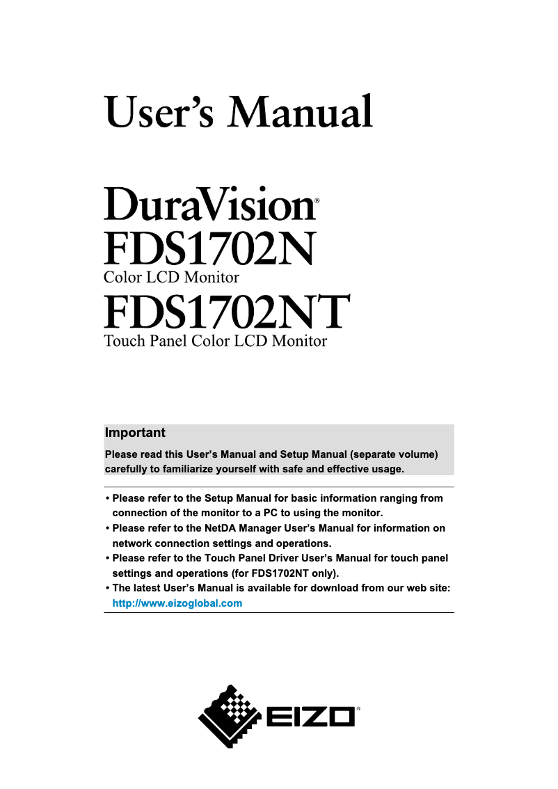 Página 1 del manual Manual de usuario Eizo DuraVision FDS1702N