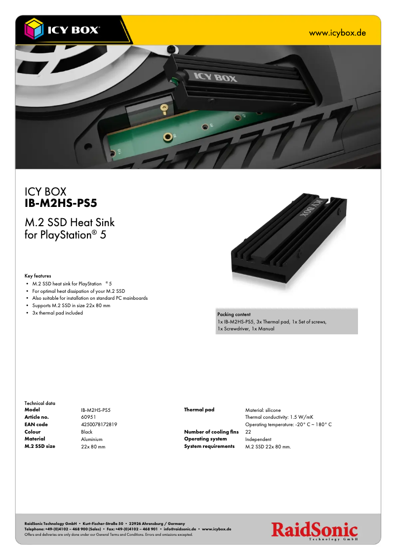 Página nº 1 - Ficha técnica Icy Box IB-M2HS-PS5