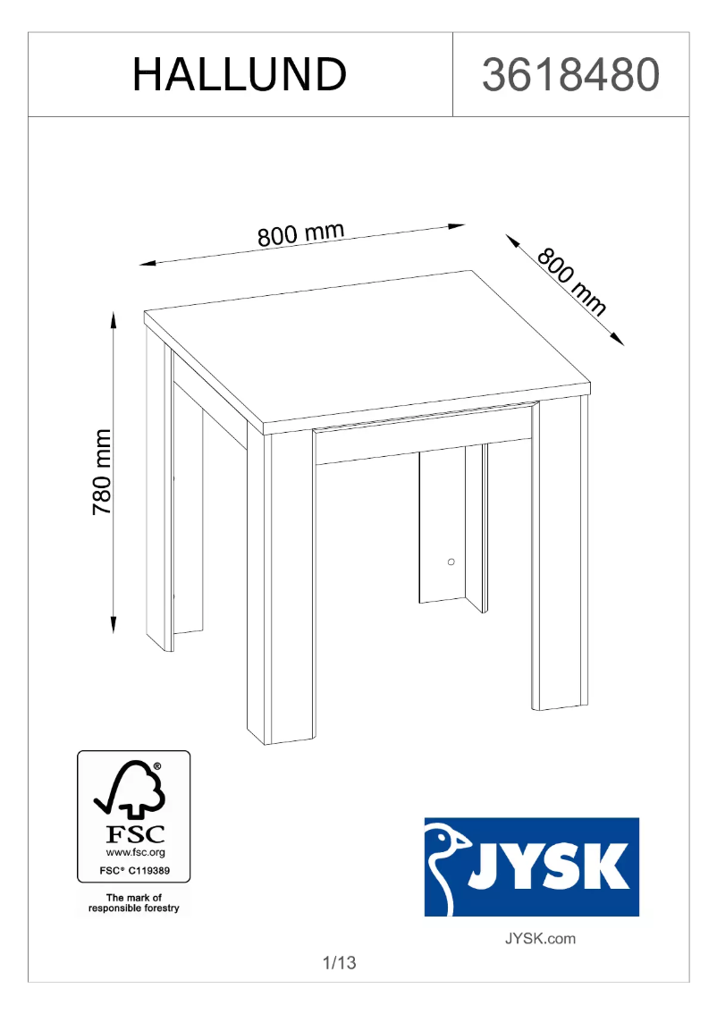 Imagen de la primera página del manual del dispositivo Hallund (80x80x78)