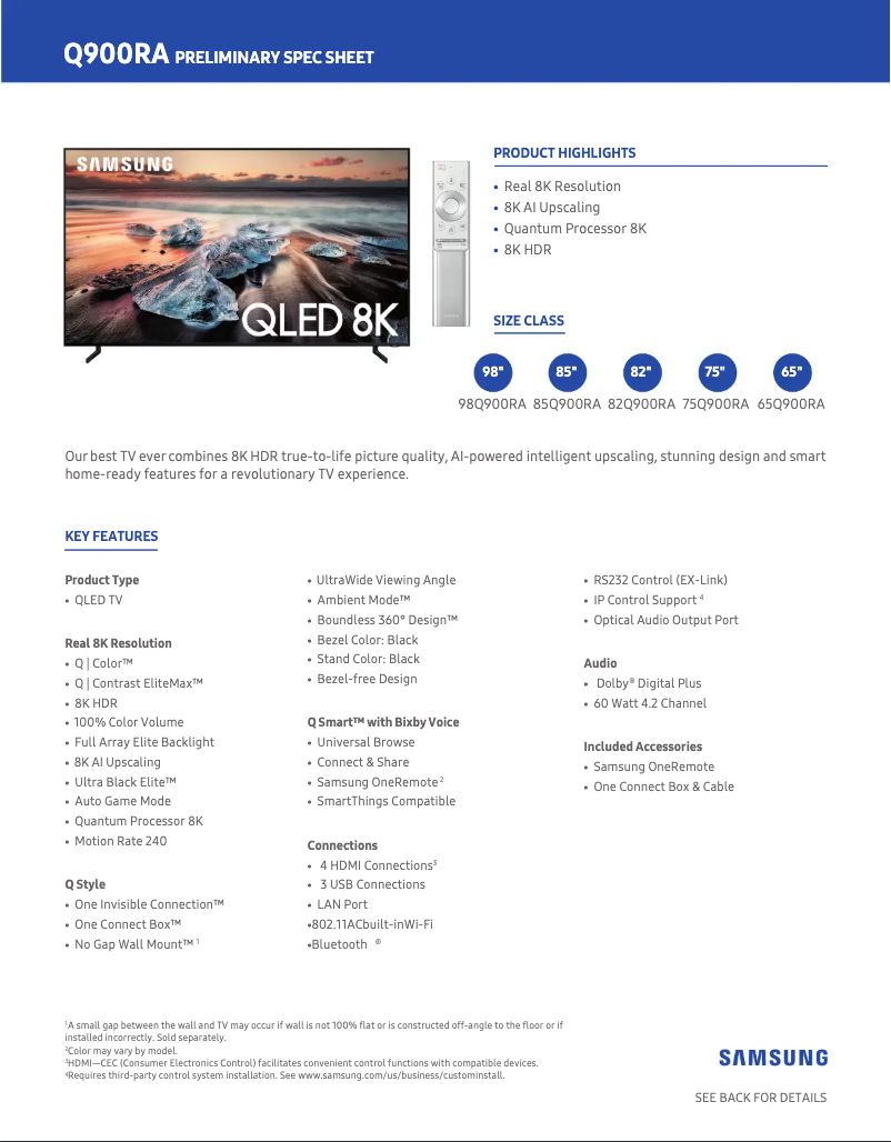 Imagen de la primera página del manual del dispositivo QN98Q900RBFXZA
