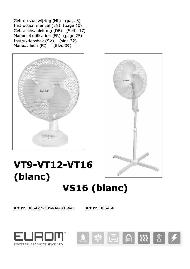 Página 1 del manual Manual de usuario Eurom VT16