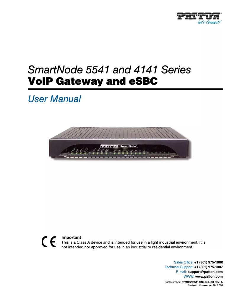 Imagen de la primera página del manual del dispositivo SmartNode 4141