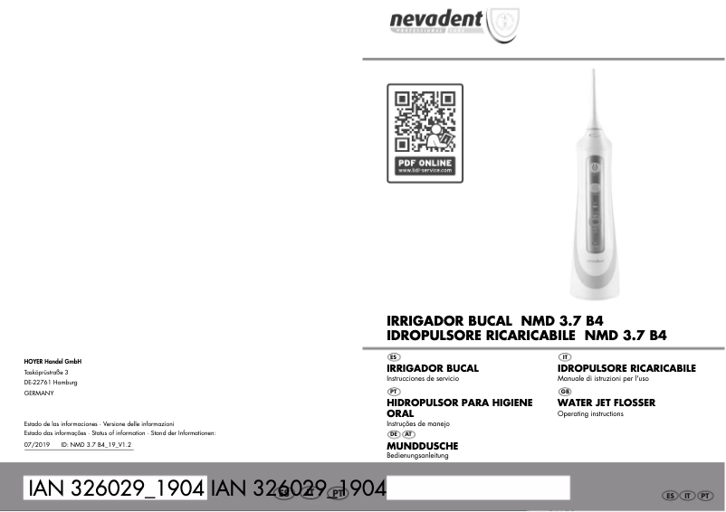 Página nº 1 - Manual de usuario Nevadent NMD 3.7 B4