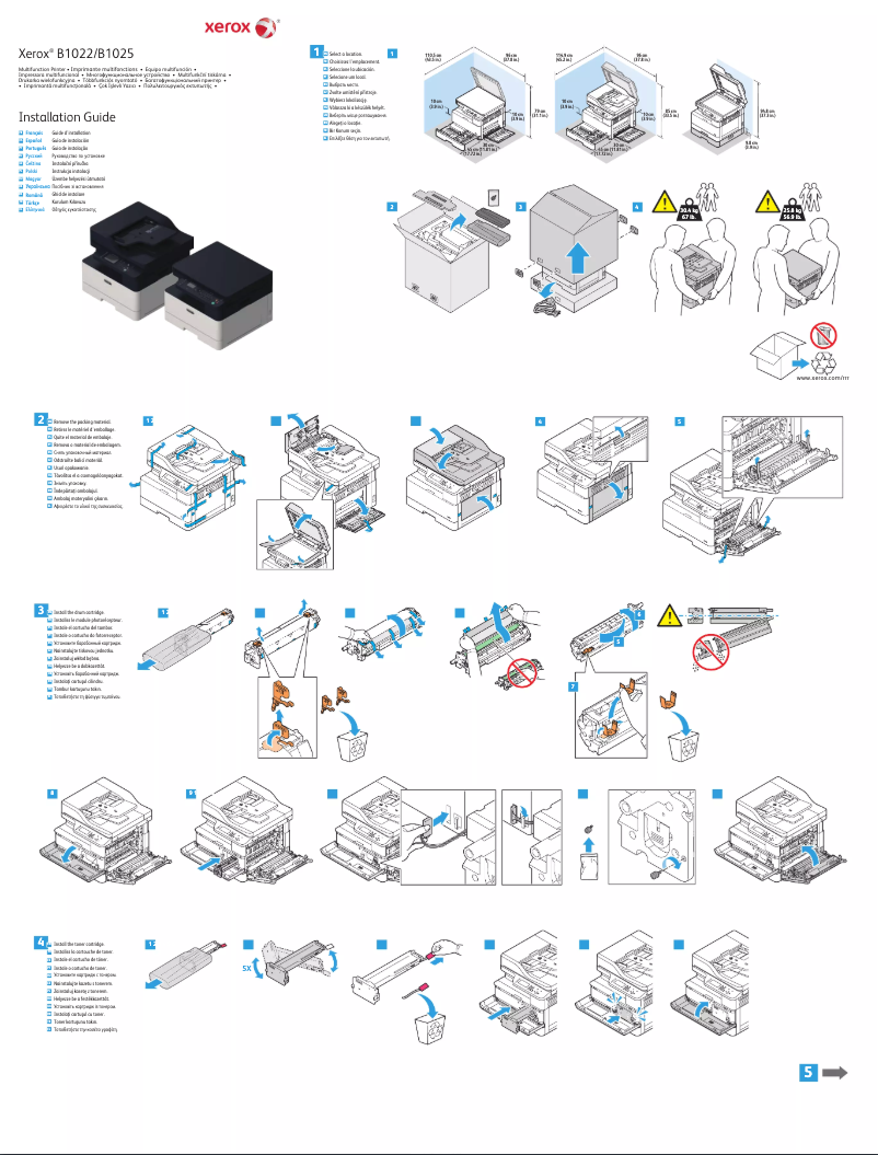 Página 1 del manual Guía de instalación Xerox B1022