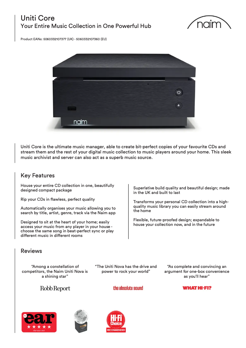Imagen de la primera página del manual del dispositivo Uniti Core