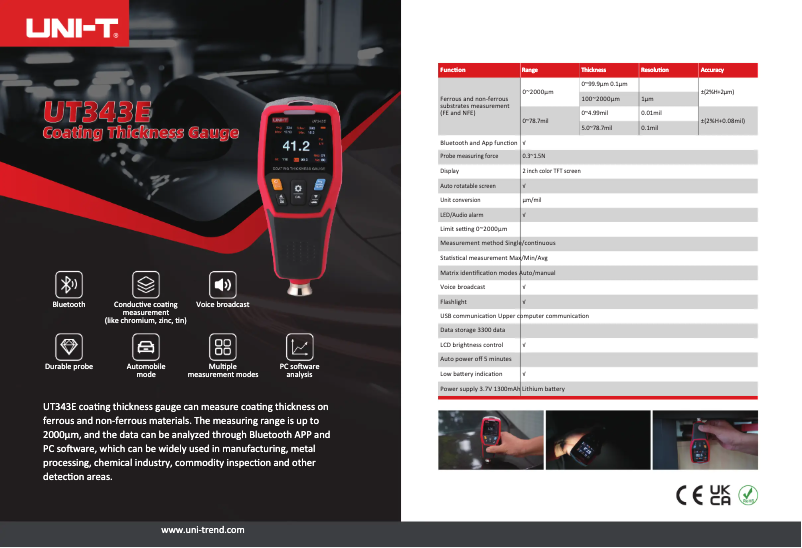 Imagen de la primera página del manual del dispositivo UT343E