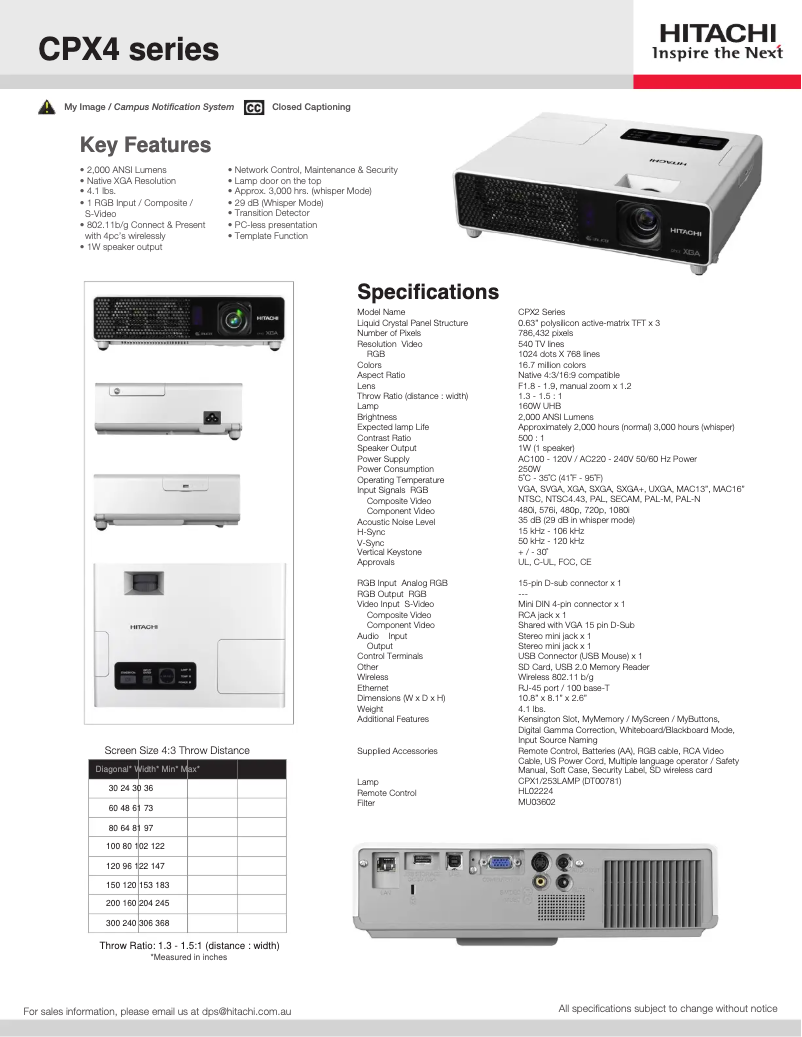 Imagen de la primera página del manual del dispositivo CP-X4
