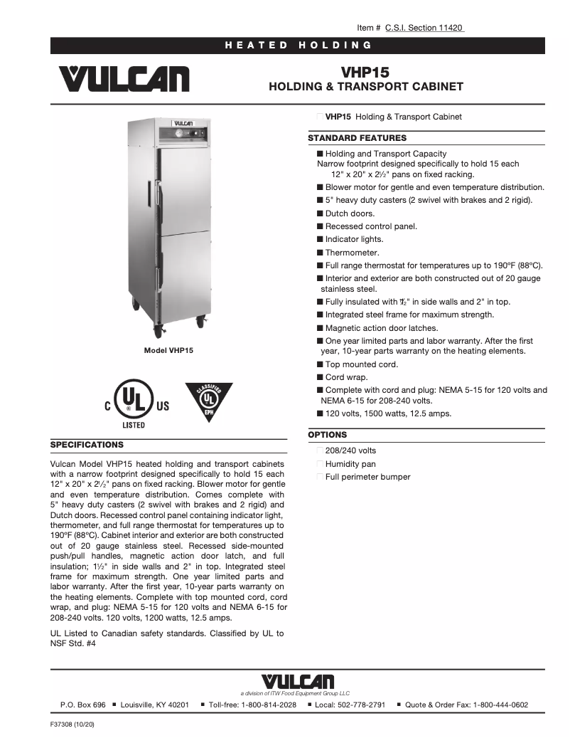 Imagen de la primera página del manual del dispositivo VHP15