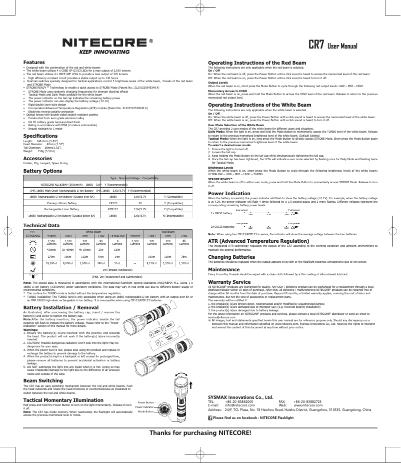 Imagen de la primera página del manual del dispositivo CR7