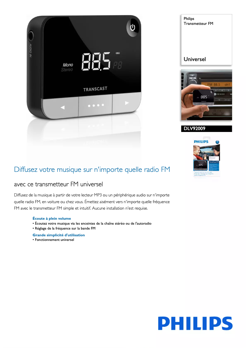 Página 1 del manual Ficha técnica Philips DLV92009