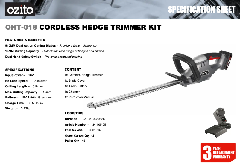 Imagen de la primera página del manual del dispositivo OHT-018