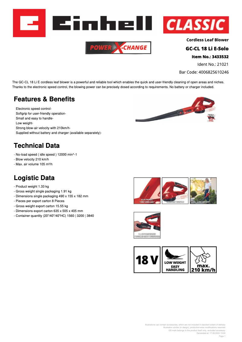 Imagen de la primera página del manual del dispositivo GC-CL 18 Li E