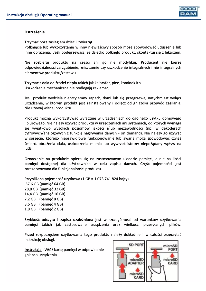 Imagen de la primera página del manual del dispositivo M1AA