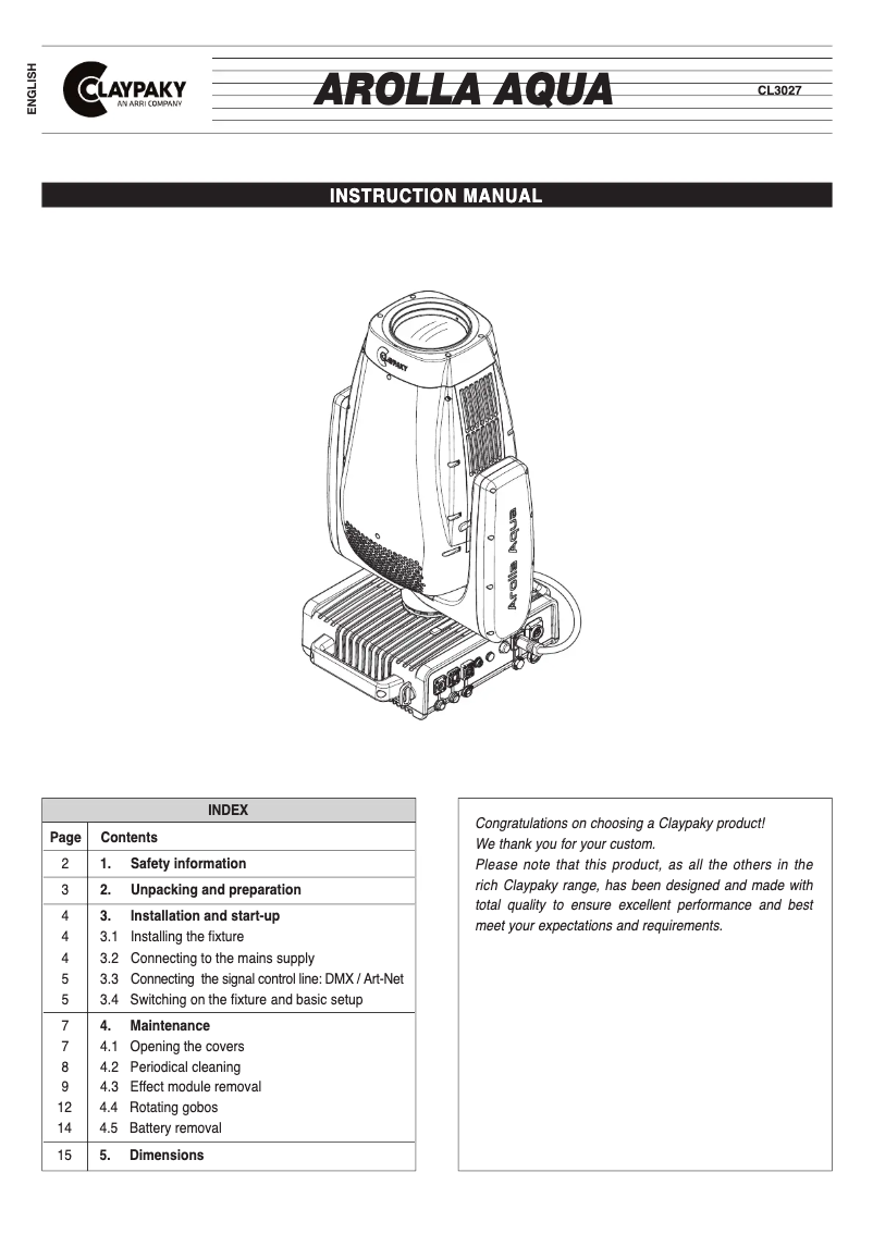 Imagen de la primera página del manual del dispositivo Arolla Aqua
