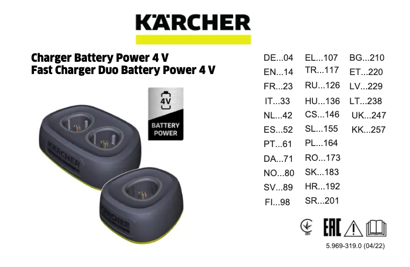 Imagen de la primera página del manual del dispositivo FC 2-4 Battery Set