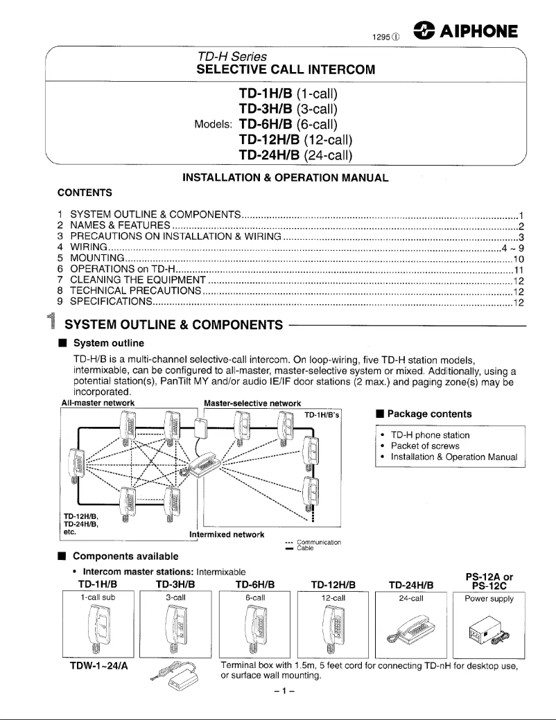 Imagen de la primera página del manual del dispositivo TD-24H/B