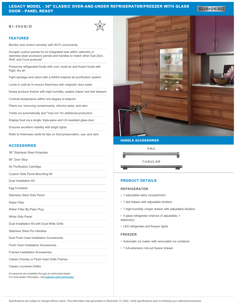 Página 1 del manual Manual de usuario Sub-Zero BI-36UO