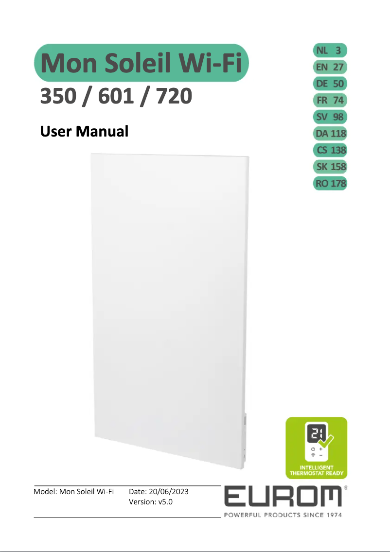 Página nº 1 - Manual de usuario Eurom Mon Soleil 720 WiFi