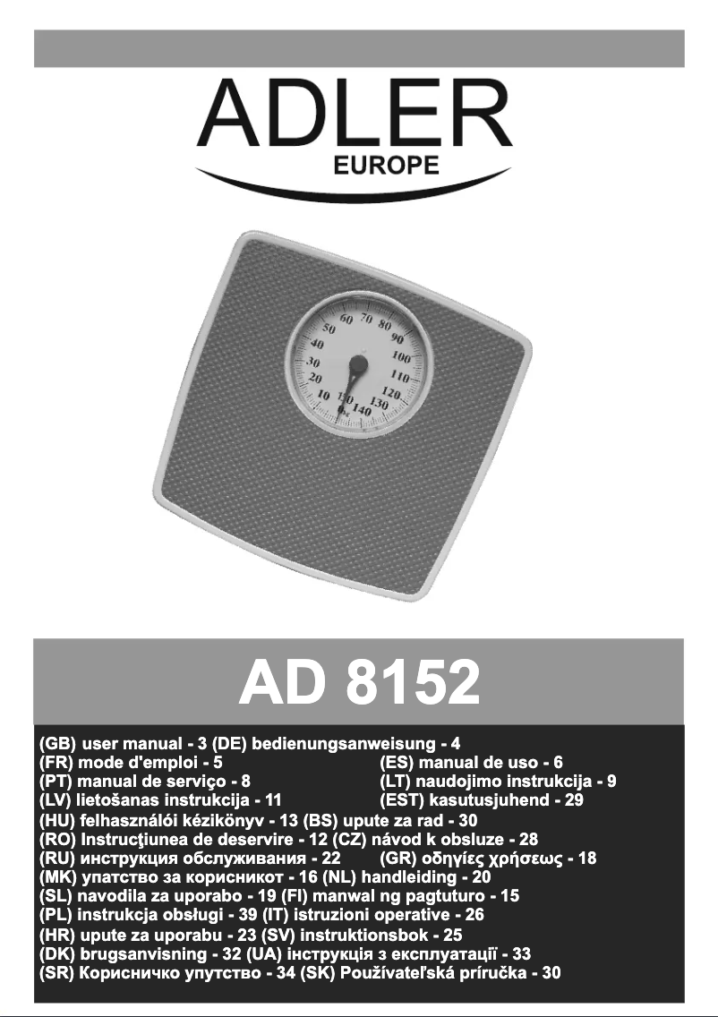 Imagen de la primera página del manual del dispositivo AD 8152