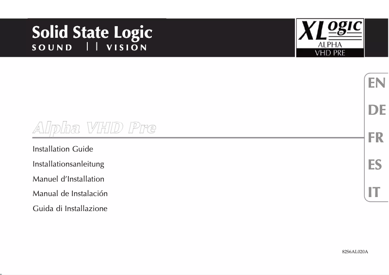 Página 1 del manual Manual de usuario Solid State Logic Alpha VHD Pre