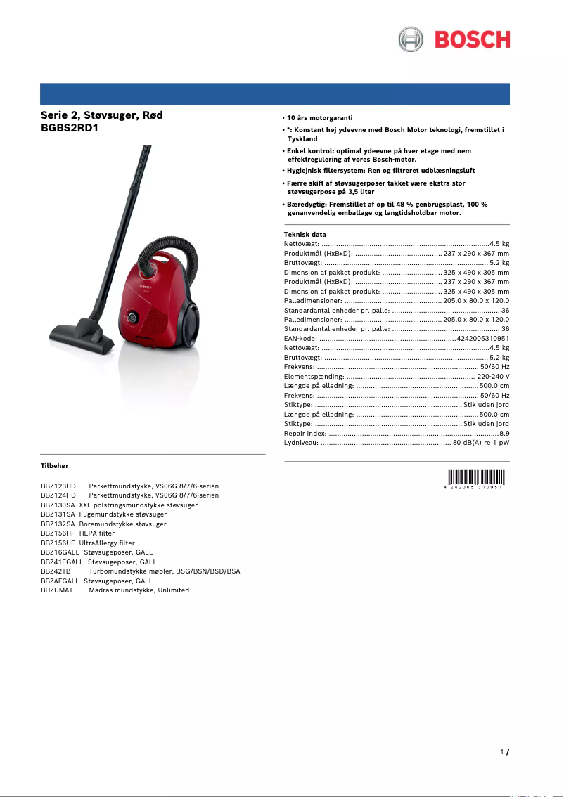 Página nº 1 - Folleto Bosch BGBS2RD1