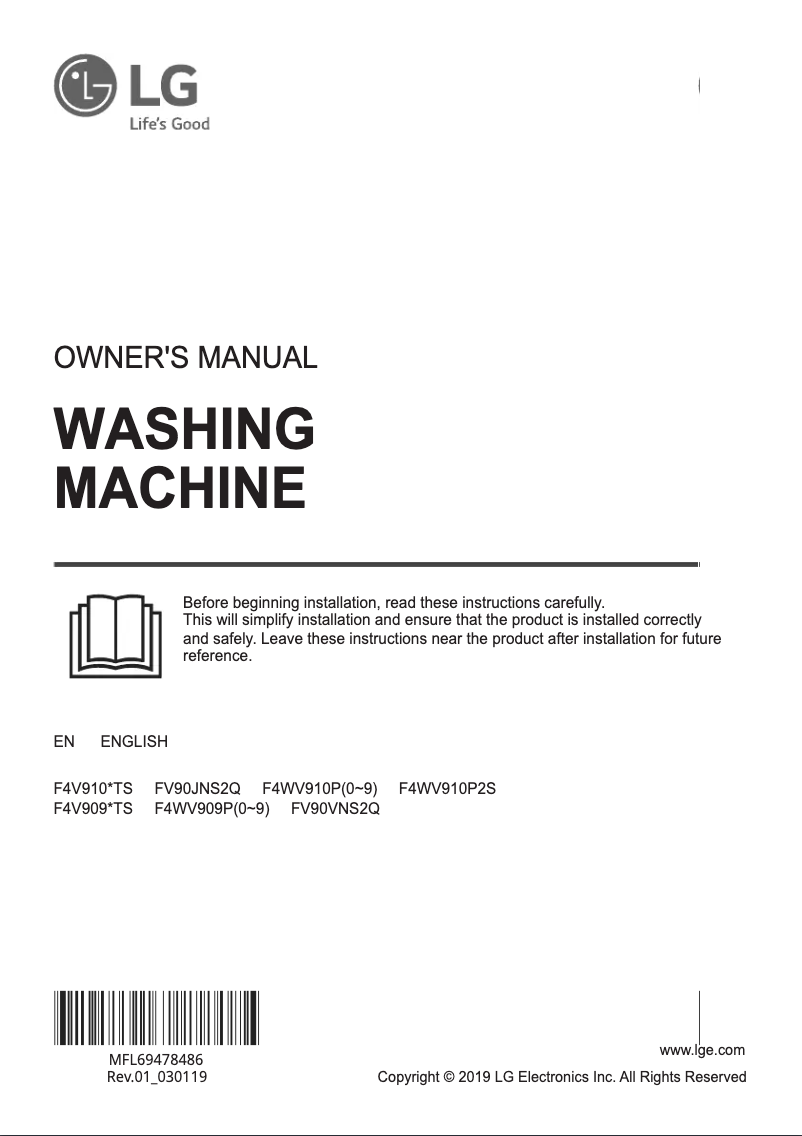Página 1 del manual Manual de usuario LG F4V910BTS