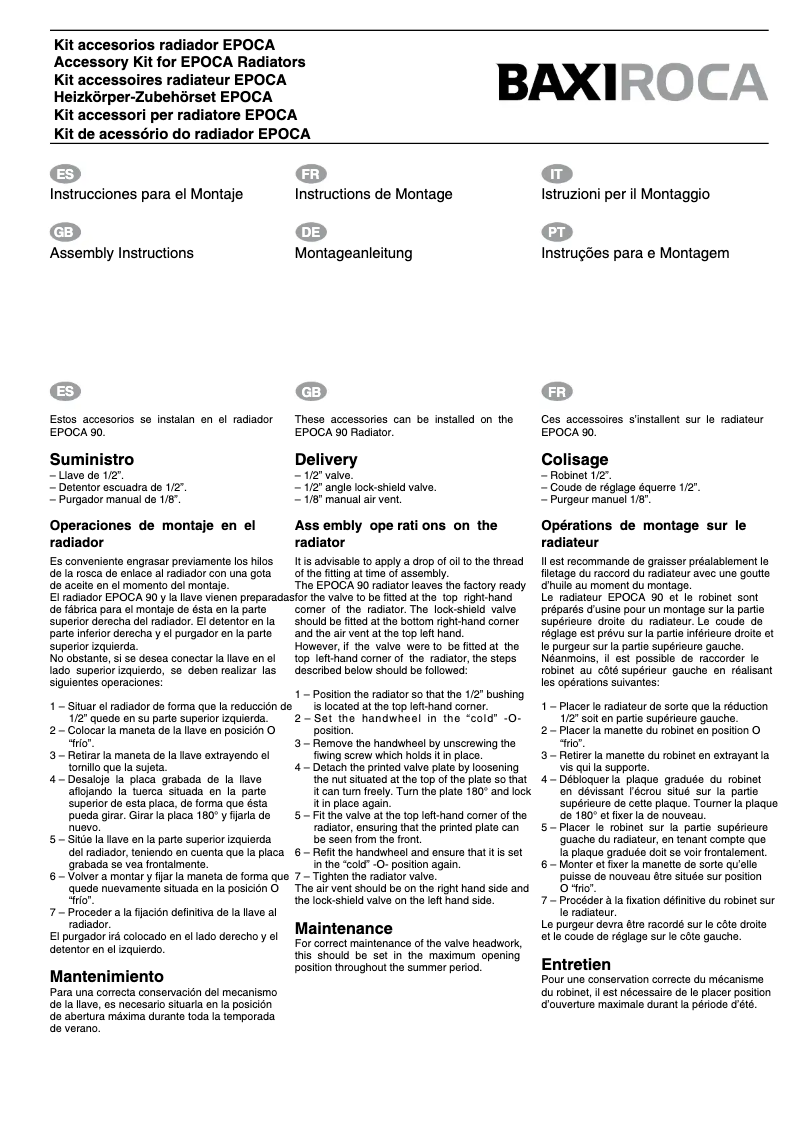 Página 1 del manual Manual de usuario Baxi EPOCA