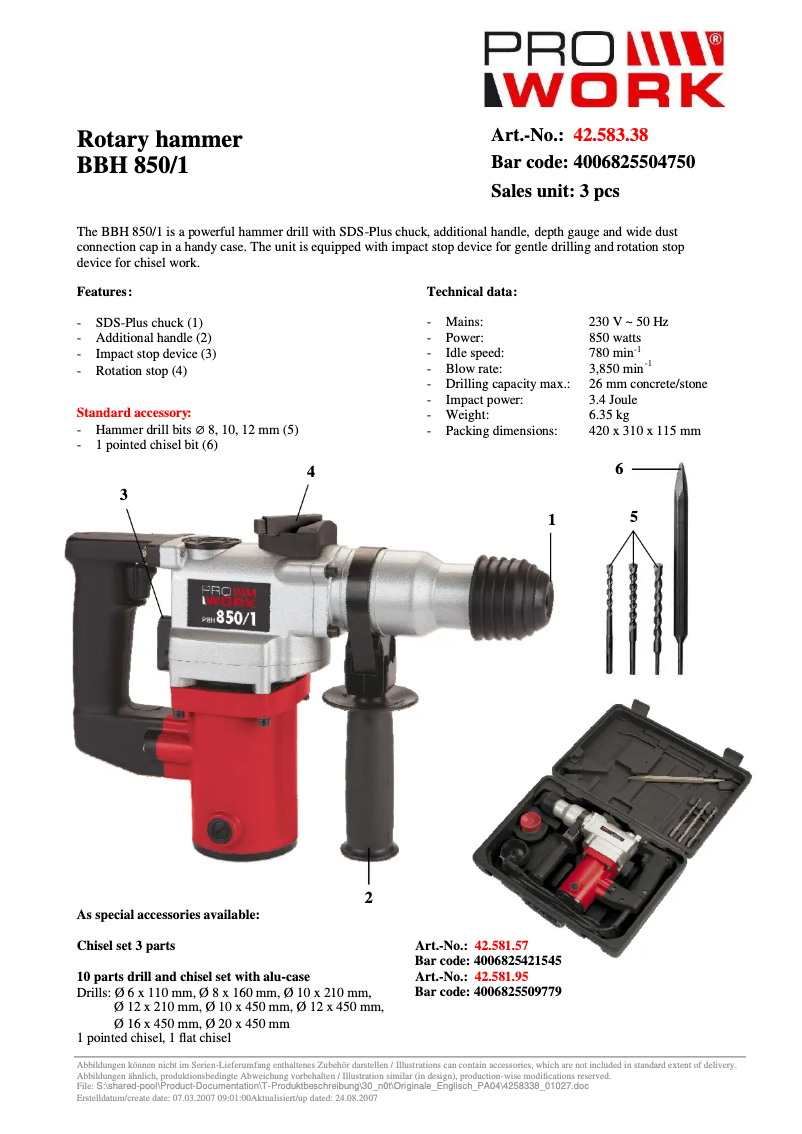 Imagen de la primera página del manual del dispositivo PBH 850/1