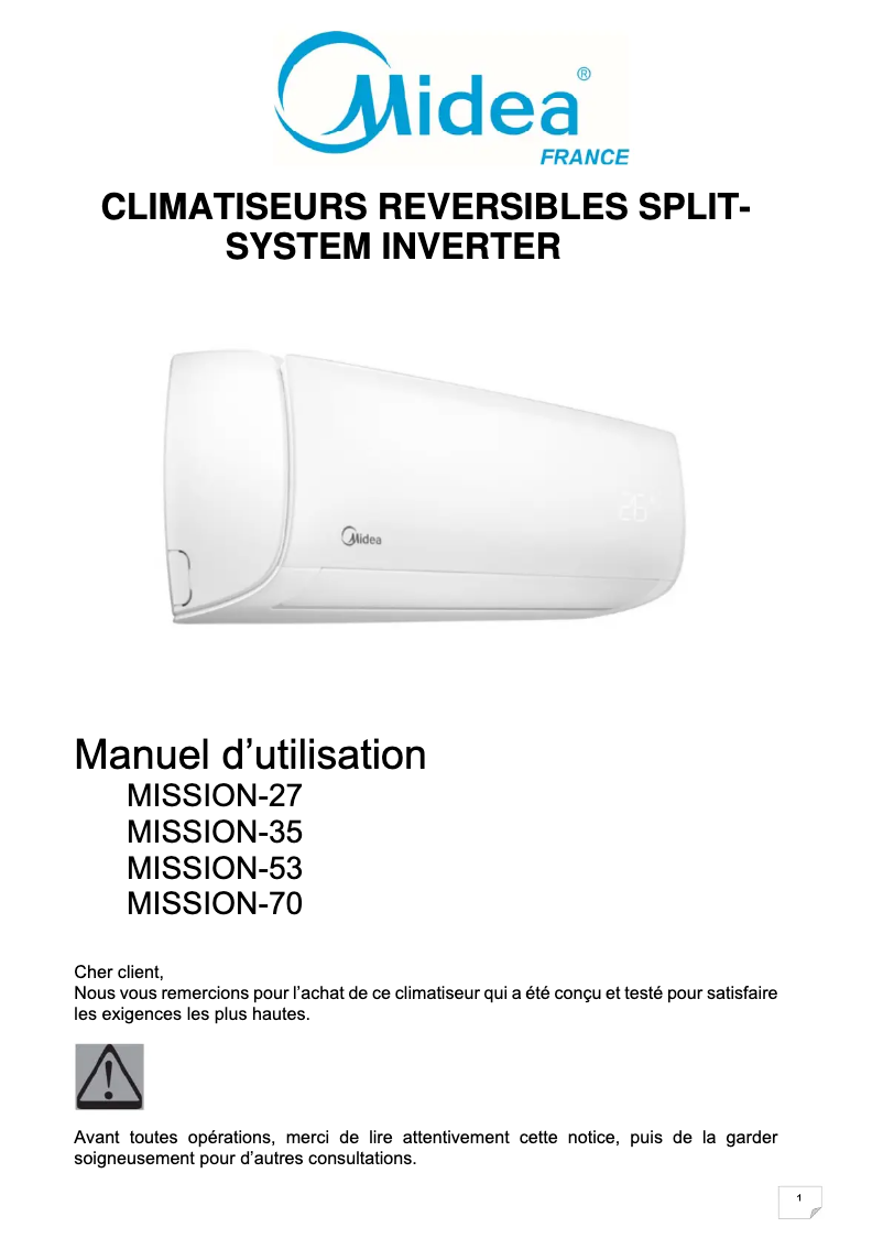 Página 1 del manual Manual de usuario Midea Mission-70