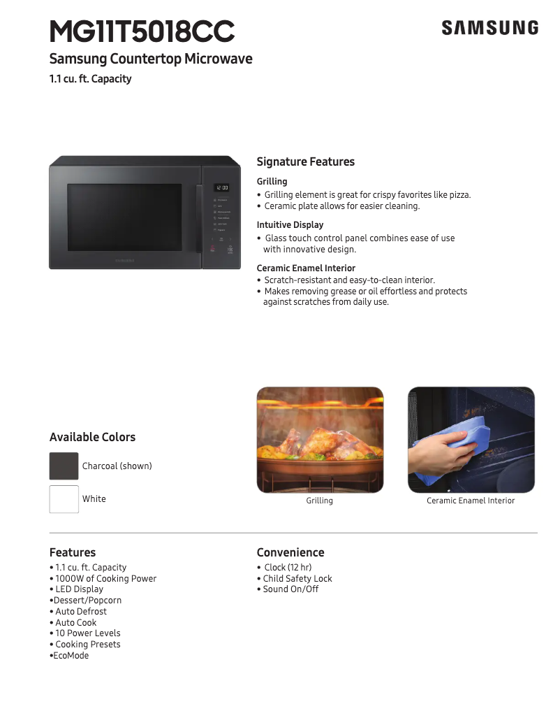 Imagen de la primera página del manual del dispositivo MG11T5018CW