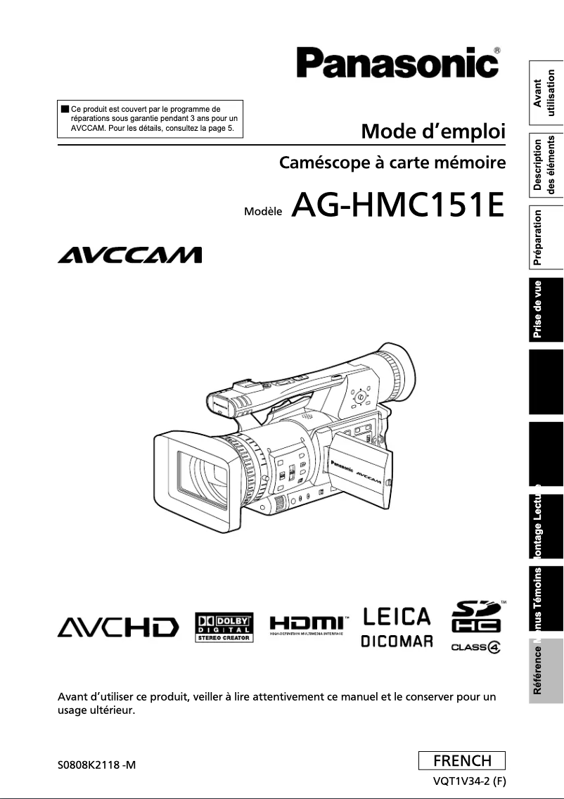 Página nº 1 - Manual de usuario Panasonic AG-HMC151