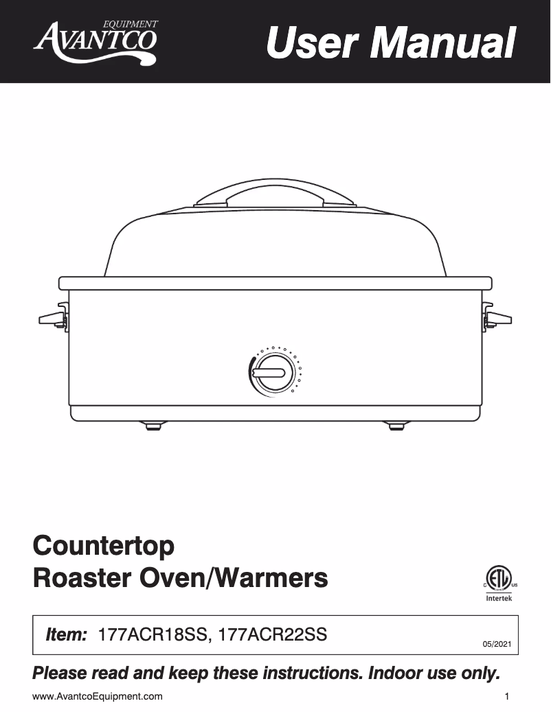 Página 1 del manual Manual de usuario Avantco 177ACR22SS