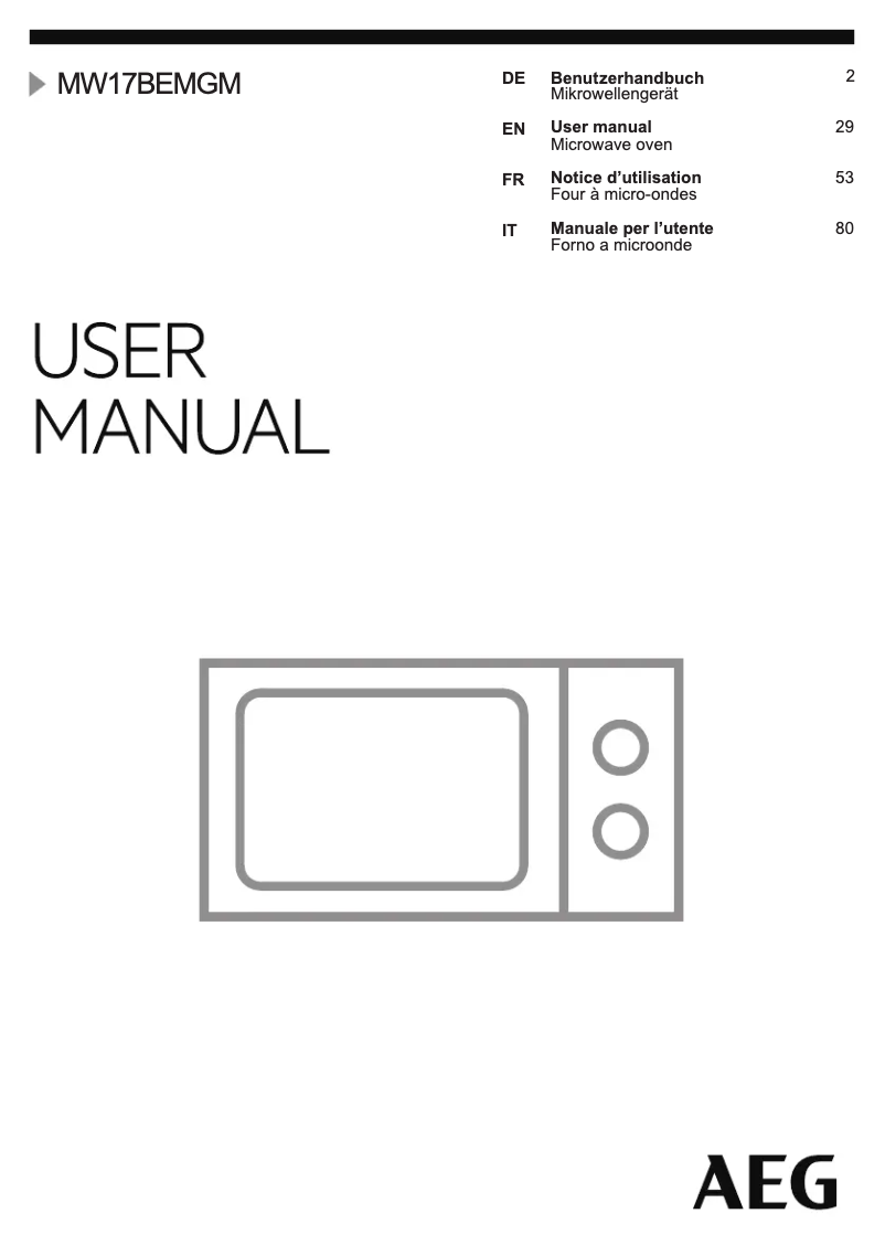 Imagen de la primera página del manual del dispositivo MW17BEMGM