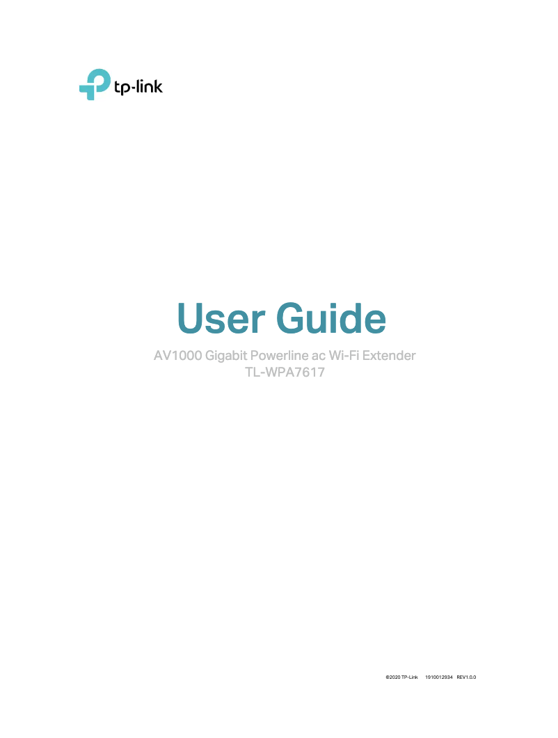 Imagen de la primera página del manual del dispositivo TL-WPA7619