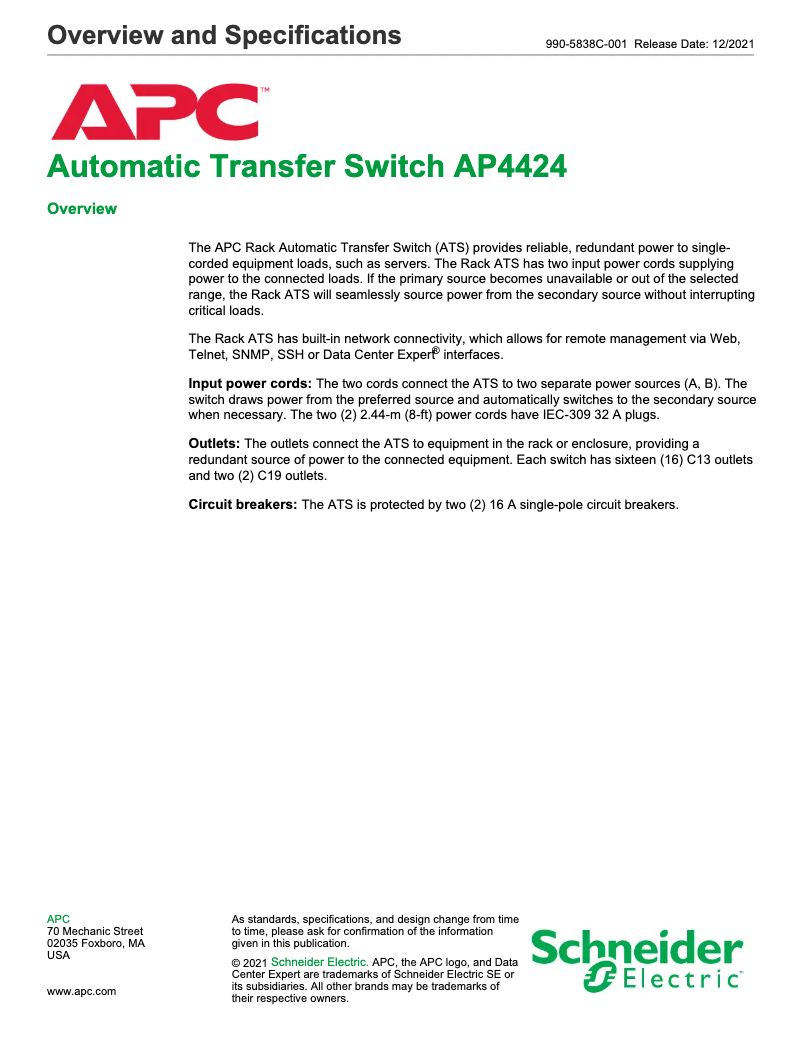 Imagen de la primera página del manual del dispositivo AP4424