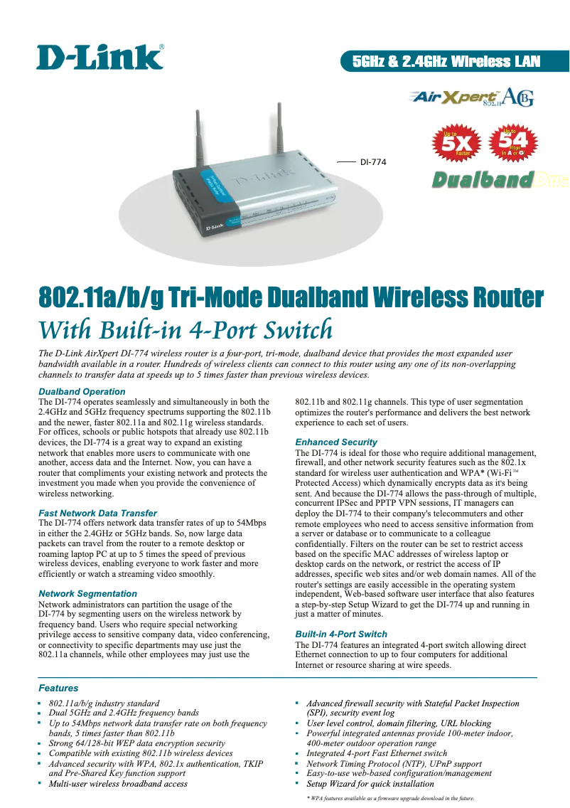 Imagen de la primera página del manual del dispositivo DI-774