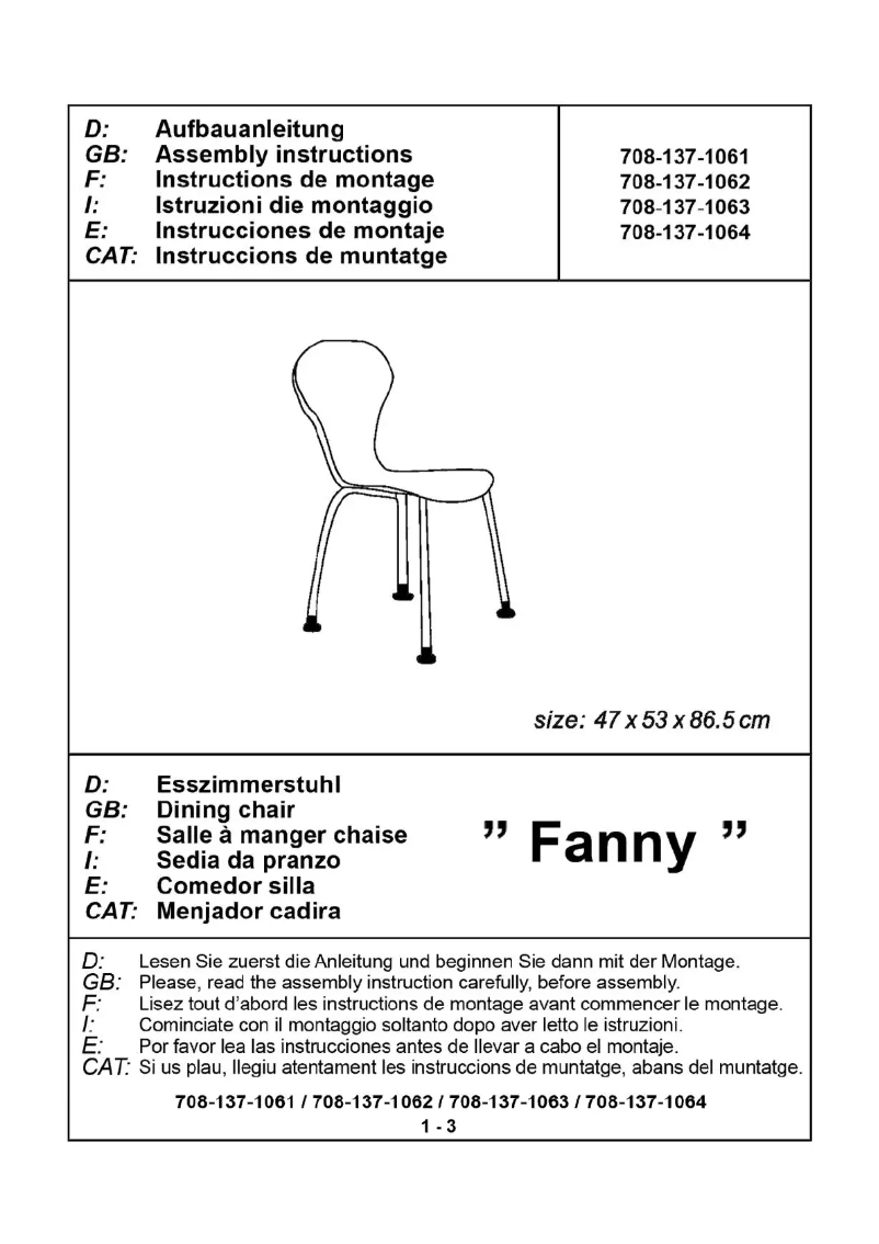 Página nº 1 - Manual de usuario JYSK Fanny