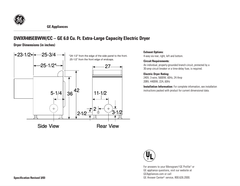 Imagen de la primera página del manual del dispositivo DWXR485EBWW