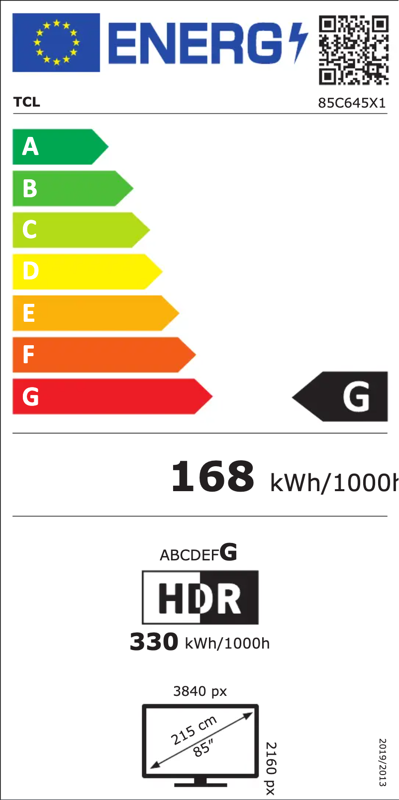 Página 1 del manual Etiqueta energética TCL 55C645